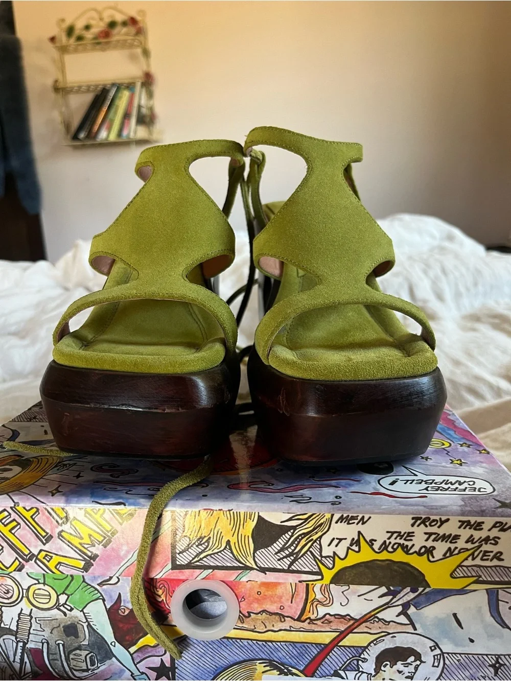 Jeffrey Campbell Olive Green Lace-Up Platform Sandals